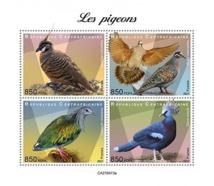 Central African Rep 2021 MNH Birds on Stamps Pigeons Nicobar Pigeon 4v M/S