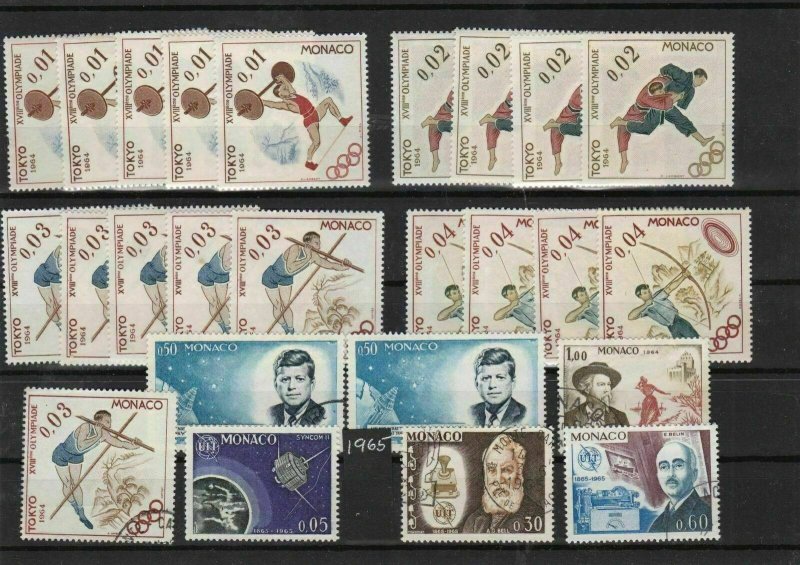 monaco 1964 mounted mint+used stamps ref 11674 