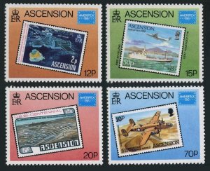 Ascension 394-398,MNH.Michel 403-406,Bl.16. AMERIPEX-1986.Ship,Helicopter,Map.