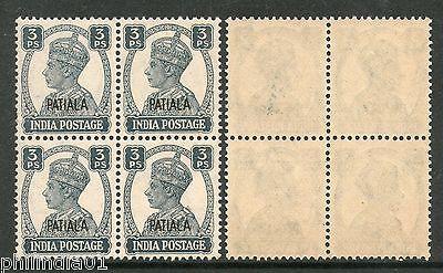 India PATIALA State 3ps KG VI SG 103 / Sc 102 Postage Stamp Cat £16 BLK/4 MNH
