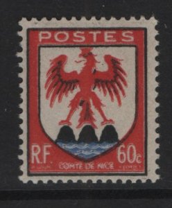 France   #565  MNH  1946  Coat of Arms  60c  County of Nice