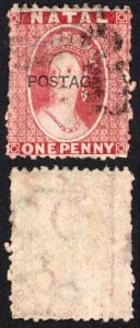 Natal SG76 1d Rose opt Postage (locally) Wmk CC Reversed Cat 95 pounds