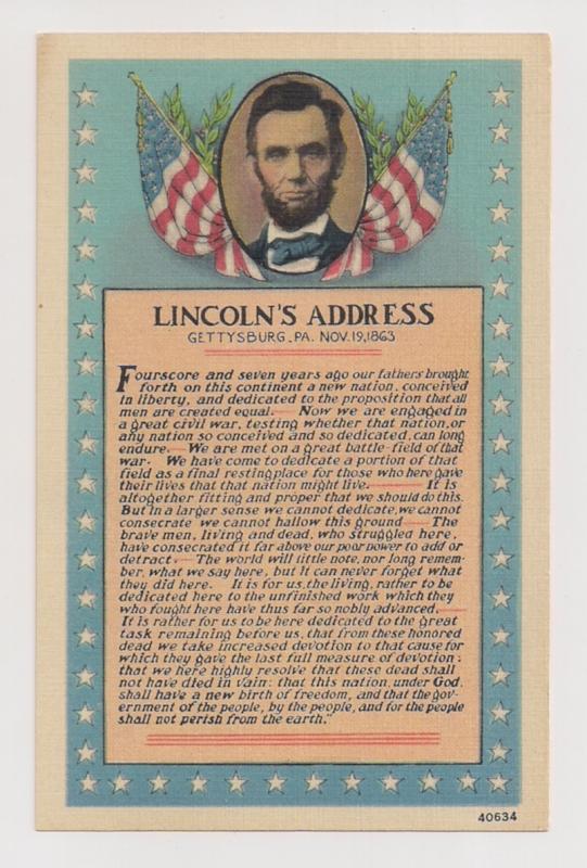 #978 Lincoln Gettysburg FDC on picture post card (vintage) Nice shape . . .