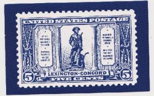 Postcard featuring Lexington - Concord stamp Scott 619  (mint condition)