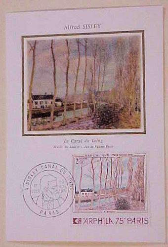 FRANCE FD CARD ART SISLEY SILK CACHET  1974 UNADRESSED