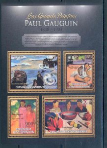 CENTRAL AFRICA 2012  THE GREATEST PAINTERS PAUL GAUGUIN  SHEET NH