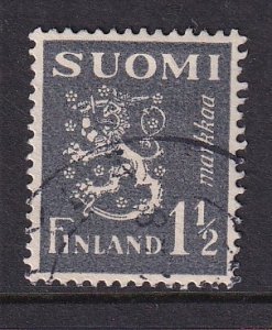 Finland    #170A  used 1940  Lion  1 1/2m  grey