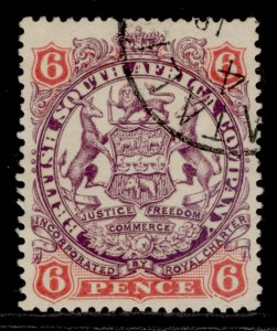 RHODESIA QV SG46, 6d mauve & rose, FINE USED. 