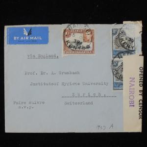 ZS-Y646 BRITISH KUT - Censored, 1939, Airmail To Switzerland Via England Cover