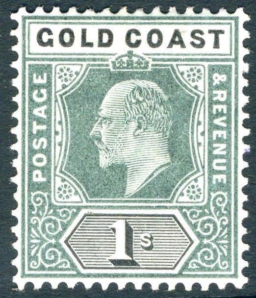 GOLD COAST-1902 1/- Green & Black Sg 44 MOUNTED MINT V19459