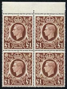 SG478c One Pound Brown Block of Four U/M