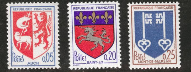 France Scott 1142-1144 MNH** 1966 Coat of Arms set CV$1