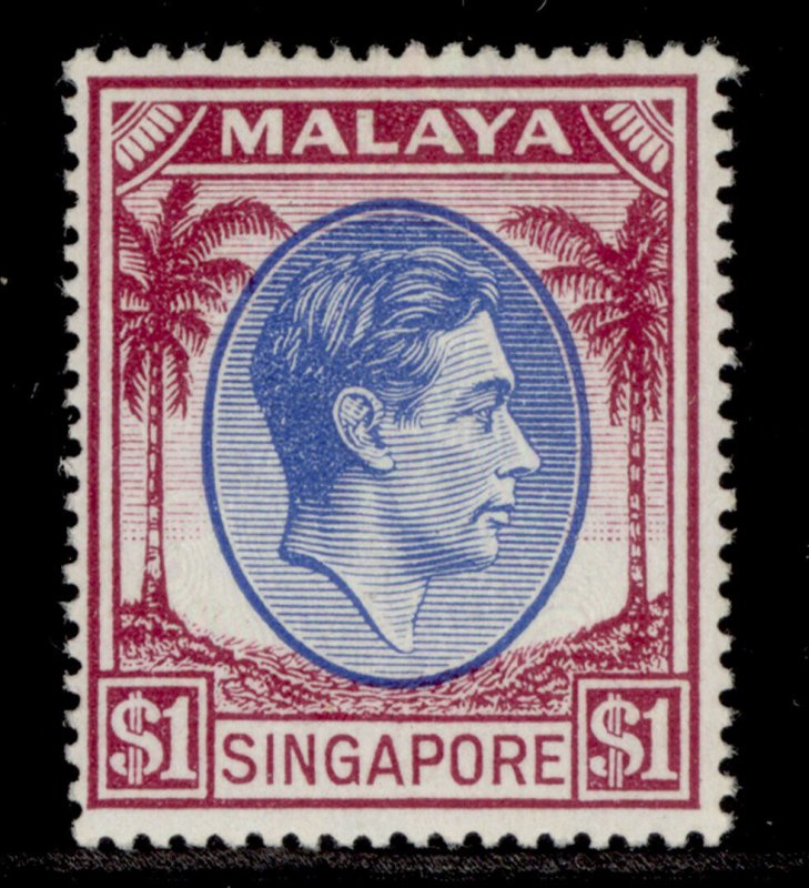 SINGAPORE GVI SG28, $1 blue & purple, M MINT. Cat £17.