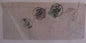 INDIA HYDERABAD MIXED POSTAGE & POST & RECEIPT CIRCA 1915.1 STAMP DAMAGED