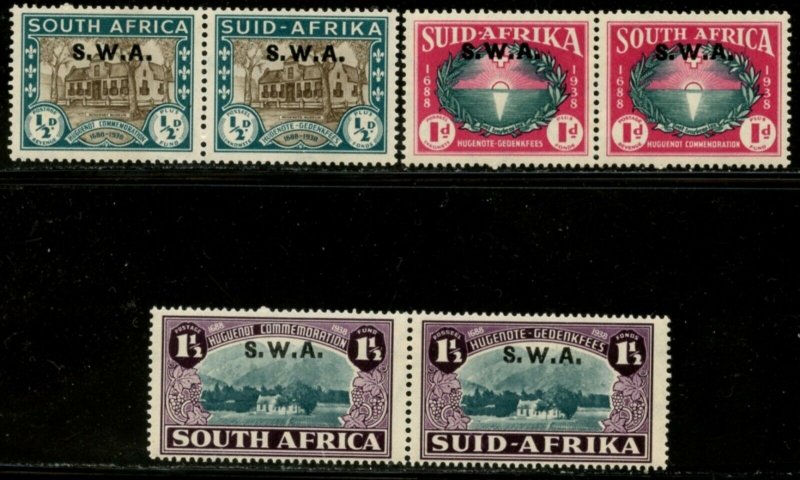 SOUTH WEST AFRICA Sc#B9-B11 SG#111-113 1938 Huguenot PRs Cpl Mint Hinged