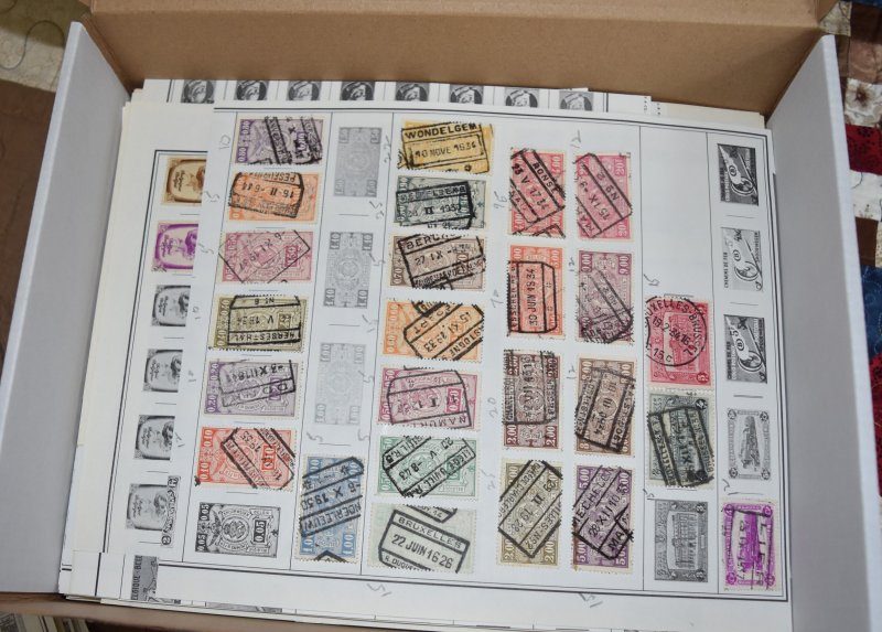 Boxed Lot of Remnant Album Pages, Stamps, Old Department Store Sets & More (d2)