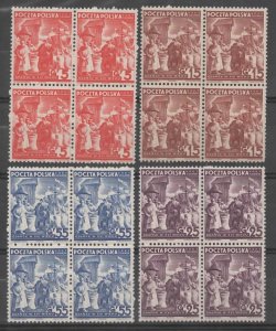 Poland - Scott # 1K33-36 Blocks of 4 F-VF MNH