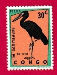 CONGO SCOTT#431 1963 30c AFRICAN OPENBILL BIRD - MNH