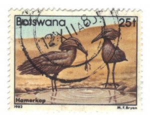 BOTSWANA SC# 314 **USED**  25t 1982  HAMERKOP  SEE SCAN