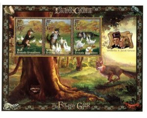 Grenadines - Brother's Grimm - The Fox And The Geese - Sheet of 3 Stamps - MNH