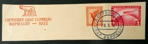 Germany, Scott C31 and C35 on piece, with Zeppelin cancel