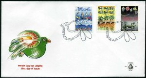 Aruba B21-B23 FDC.Michel 83-85. Child Welfare 1990.Christmas 1990.Birds,Lizards.