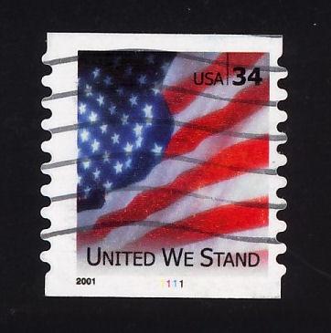 3550 34c Flag-United We Stand PNC # 111 used single