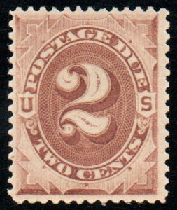 USA #J2 F/VF OG H, small thin, rich color!