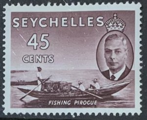 SEYCHELLES 1952 GVI 45 CENTS SG166 LIGHTLY MOUNTED MINT