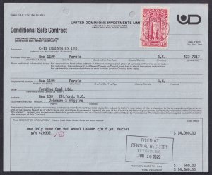 Canada Revenue (British Columbia), van Dam BCL57, used on document