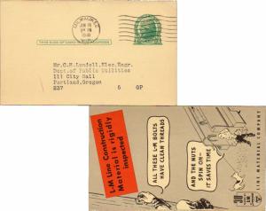 United States Wisconsin Milwaukee 1941 machine  Postal card  Reverse Orange a...