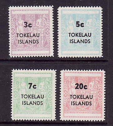 Tokelau-Sc#12-15-Unused NH set-Postal-Fiscal type-1970-