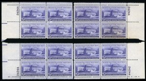 US Sc 991 MNH PLATE BLOCK MATCHED SET - 1950 3¢ Washington Sesq. - FRESH!