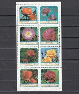 Eq. Guinea, 1982 issue. Roses sheet of 8, GOLD o/print for 75th Anniv. SCOUTS. ^