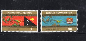 PAPUA NEW GUINEA #423-424 1975 INDEPENDENCE MINT VF NH O.G