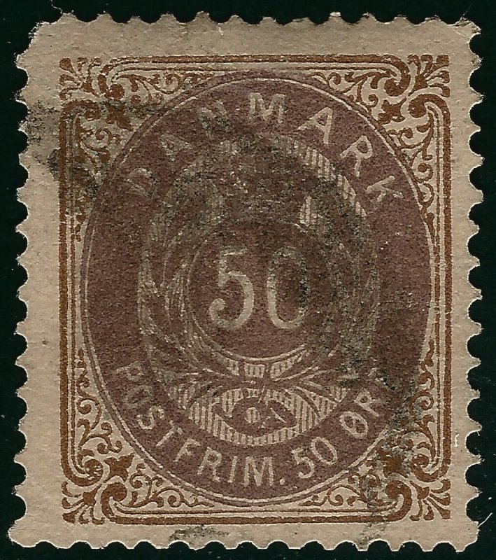 Denmark 1875 Scott #33 F- VF nibbed corner Cat $30