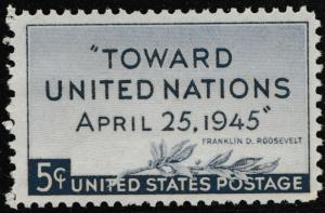 US 928 Toward United Nations 5c single MNH 1945