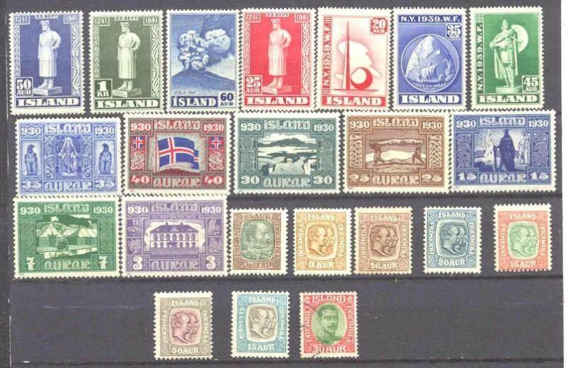 Iceland 22 mint/used values pre-1950 SCV100+