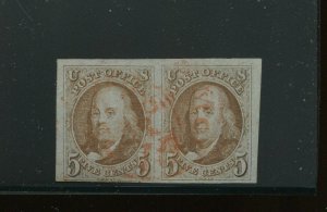 1 Franklin Used Pair of Stamps Plated 9R-10R (Bx 3174) 