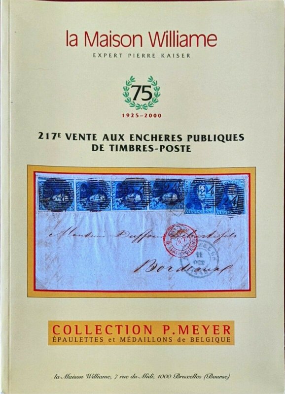 Auction Catalogue P Meyer ÉPAULETTES et MÉDAILLONS de BELGIQUE Classic Belgium 