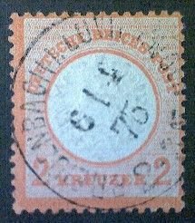Germany, Scott #22, used (o), 1872, Large Shield German Eagle, 2kr, orange
