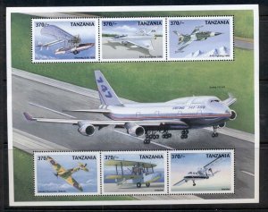 Tanzania 1999 Airplanes sheetlet 6 Boeing 747 MUH