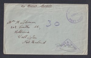 FIJI NEW ZEALAND 1940’s WW2 CENSORED OAS COVER  NZEF FIELD POST OFFICE