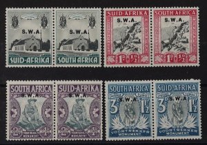 SOUTH WEST AFRICA 1935 Voortrekker Fund set ½d+½d - 3d+1½d, pairs.  