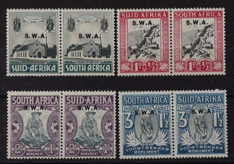 SOUTH WEST AFRICA 1935 Voortrekker Fund set ½d+½d - 3d+1½d, pairs.  