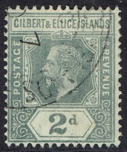 GILBERT AND ELLICE ISLANDS 1912 KGV 2D WMK MULTI CROWN CA USED