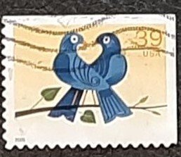 US Scott # 4029; used 39c Love Birds, 2006; VF/XF centering