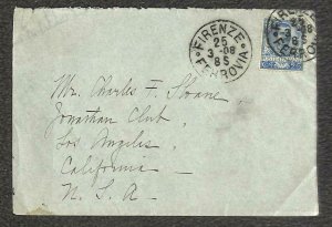 ITALY SCOTT #81 STAMP TO JONATHAN CLUB LOS ANGELES CALIFORNIA COVER 1908