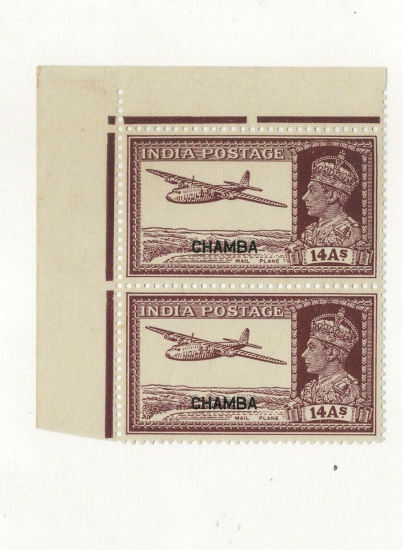 India  chamba State sg no 120 fine mint pair cv 36.00 gbp 