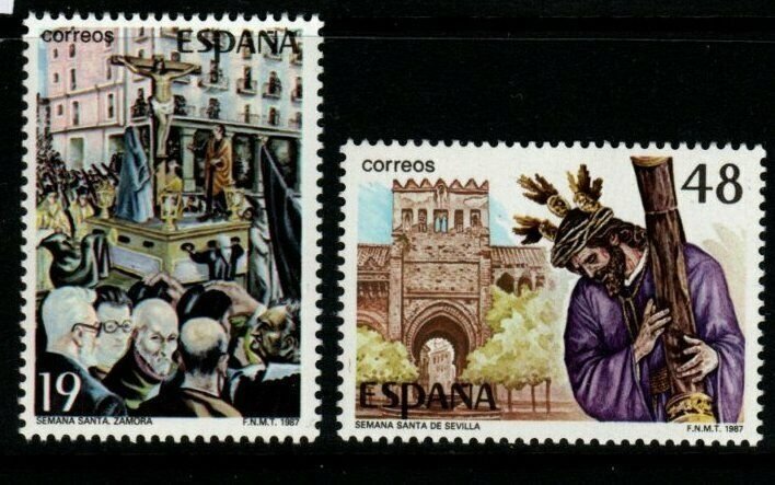 SPAIN SG2913/4 1987 HOLY WEEK FESTIVALS MNH